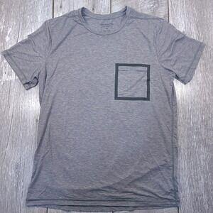 Outerknown Apex T-Shirt Mens M Gray Activewear Bonded Pocket Crew Neck Stretch